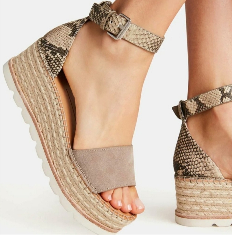 Dolce Vita Larita Snakeskin Suede Espadrilles Size 9